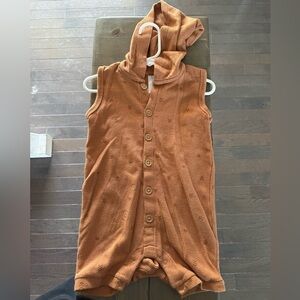 Orange modern moments Button-Up Baby Romper